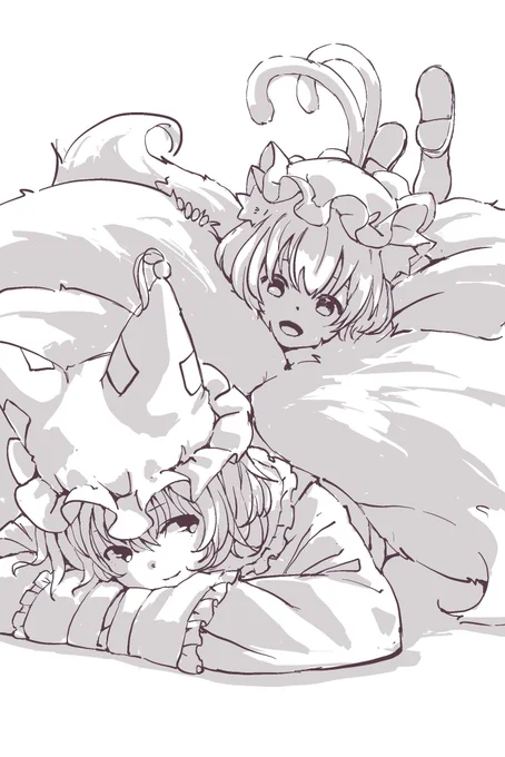 らんちぇん…もふもふ羨ましい…#東方Project #八雲藍 #橙 