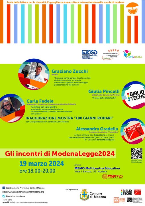 GenitoriModena's tweet photo. Comincia #ModenaLegge. Martedì 19MARZO2024 il primo appuntamento... @cittadimodena #cittaescuola @ModenaToday @ModenaBimbi @orizzontescuola @TecnicaScuola @RegioneER @IC3_Modena @modenazerosei @Moige_genitori #genitori #studenti TUTTELEINFO https://t.co/bL1kmsoWD7 https://t.co/WeKry2k7hB