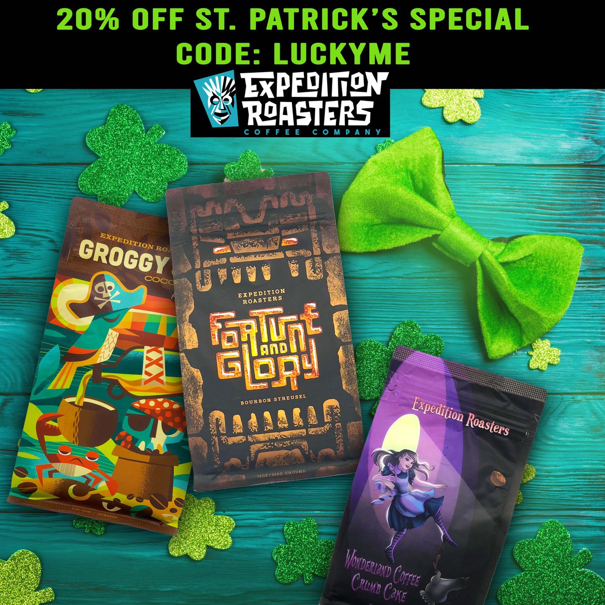 ExpeditionRoast's tweet photo. Get lucky with our coffee special for St Patrick’s Day 🍀

Shop https://t.co/k1g3M0YRfR

#stpatricksday #stpattysday #coffeespecial #coffee #coffeeverse https://t.co/exaRQrTae1