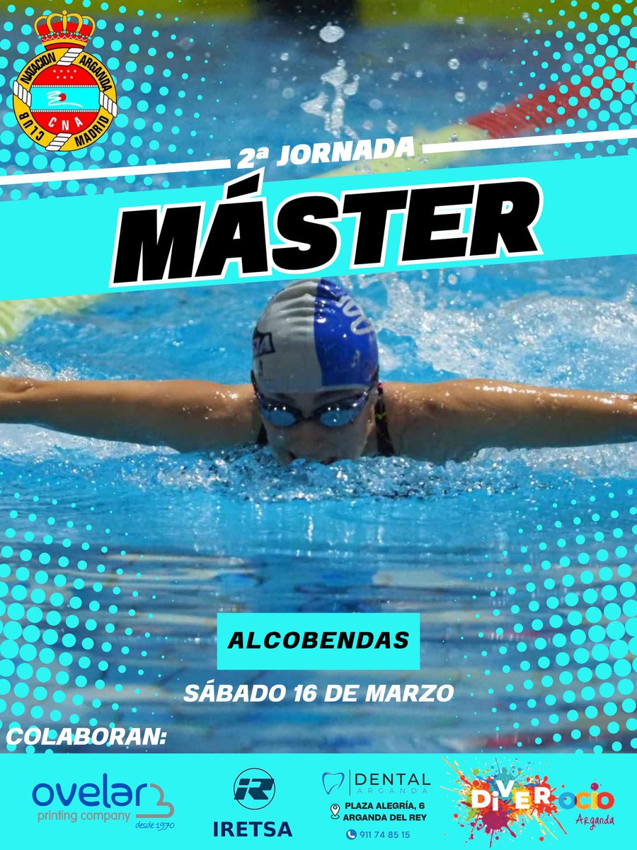 C_N_Arganda's tweet image. Hoy, además de los alevines, nuestros nadadores más mayores, también tienen competición. 

2a JORNADA de Liga Máster en Alcobendas.

Dadle duro VIKING@S !!!!

Agradecimientos:

Dental Arganda 
IRETSA
@ovelar_sa
@dIVERoCIOArgand