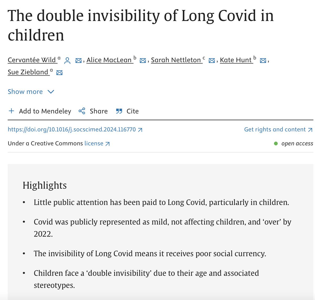 The double invisibility of #LongCovid in children. A paper that will resonate with families across the world. Excellent work from @CervanteeWild & team. Dive in & let us know what you think. sciencedirect.com/science/articl… #LongCovidKids #LongCovidAwarenes @Dr2NisreenAlwan