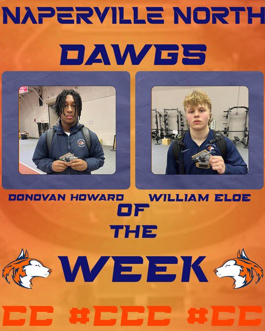 🐺DAWGS OF THE WEEK🐺

So. William Eloe - Two huge PRs and 🥇medals for our FR/SO team at DVC

Jr. Donovan Howard - Big PR in Shot Put and places Top 4 at DVC

CONGRATS on a great Conference meet to these guys!

#CCC
🔵🟠🐺🔵🟠