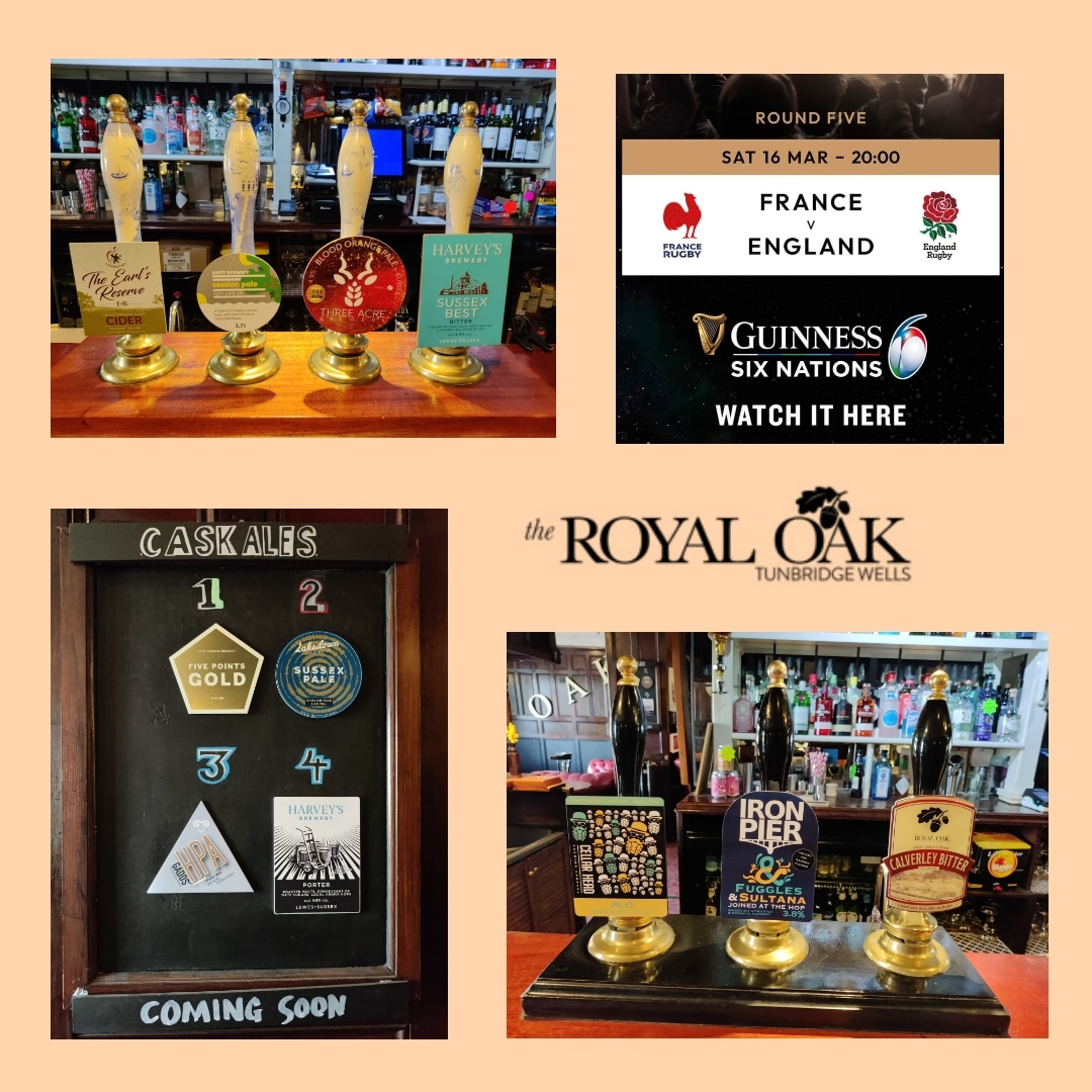 TheRoyalOakTW's tweet photo. ALL 6 Nations Rugby showing live here today.

2 pint Jug offer on All Cask ales including Harvey's. For £10. 

Now OPEN

 #threeacrebrewery #kentbrewery #ironpier #cellarhead #calverleybitter #twpubs #realale #realalefinder #6nations #twrugby #liverugby https://t.co/ww2t9ABI7S