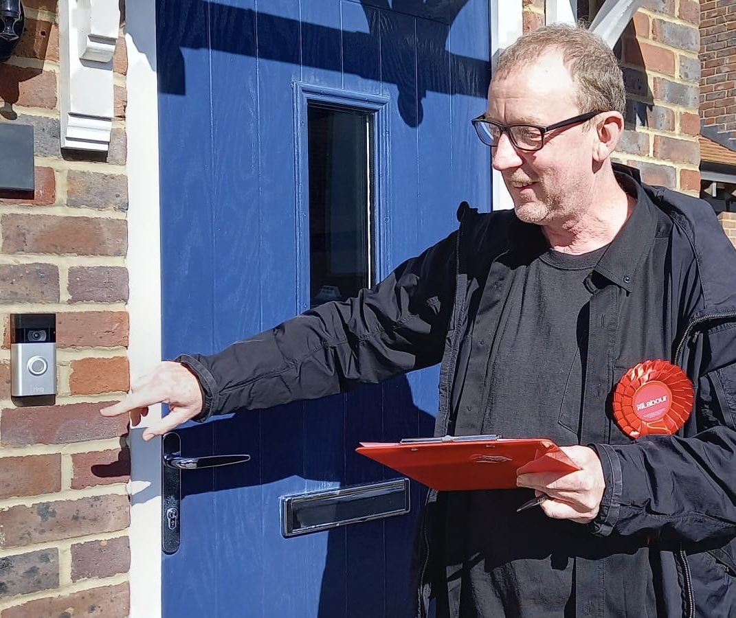 Pressing the bell on the first door on the first day of the campaign! Great response from #BurgessHill residents, and lots of important issues raised.