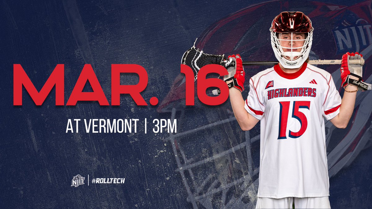 GAMEDAY‼️ Kicking off America East play today! 🎯 Vermont ⌚️ 3 PM 📍Burlington, VT 🏟️ Virtue Field 🔗 NJITHighlanders.com 📺 ESPN+ #RollTech I #AEMLAX I #OGT