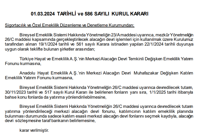 📣 BES birikiminizi teminat gösterip kredi çekerseniz, sözleşmenizdeki tüm birikimler "Alacağın Devri" fonlarına devredilecek.

Yani paranızı istediğiniz fonda değerlendiremeyeceksiniz.

Uygulama Nisan ayında başlıyor.