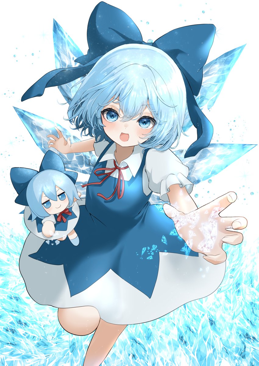 cirno 1girl solo looking at viewer blush smile open mouth short hair  illustration images