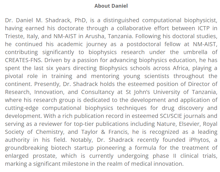 Tjaart Krüger (@tjaartkrueger) on Twitter photo Next Biophysics in Africa Monthly Zoominar:
Wed, 27 Mar. 2024, 4pm GMT+2
Daniel Shadrack <a href="/dmssjut/">Daniel M SHADRACK | Lab & Group</a>
"Breaking Barriers in Drug Discovery: The Fusion of Atomistic Simulation and Machine Learning in Computational Biophysics"
Register here: shorturl.at/bKMNS
<a href="/AfricanPhysics/">AfricanPhysics</a> Next Biophysics in Africa Monthly Zoominar:
Wed, 27 Mar. 2024, 4pm GMT+2
Daniel Shadrack <a href="/dmssjut/">Daniel M SHADRACK | Lab & Group</a>
"Breaking Barriers in Drug Discovery: The Fusion of Atomistic Simulation and Machine Learning in Computational Biophysics"
Register here: shorturl.at/bKMNS
<a href="/AfricanPhysics/">AfricanPhysics</a>