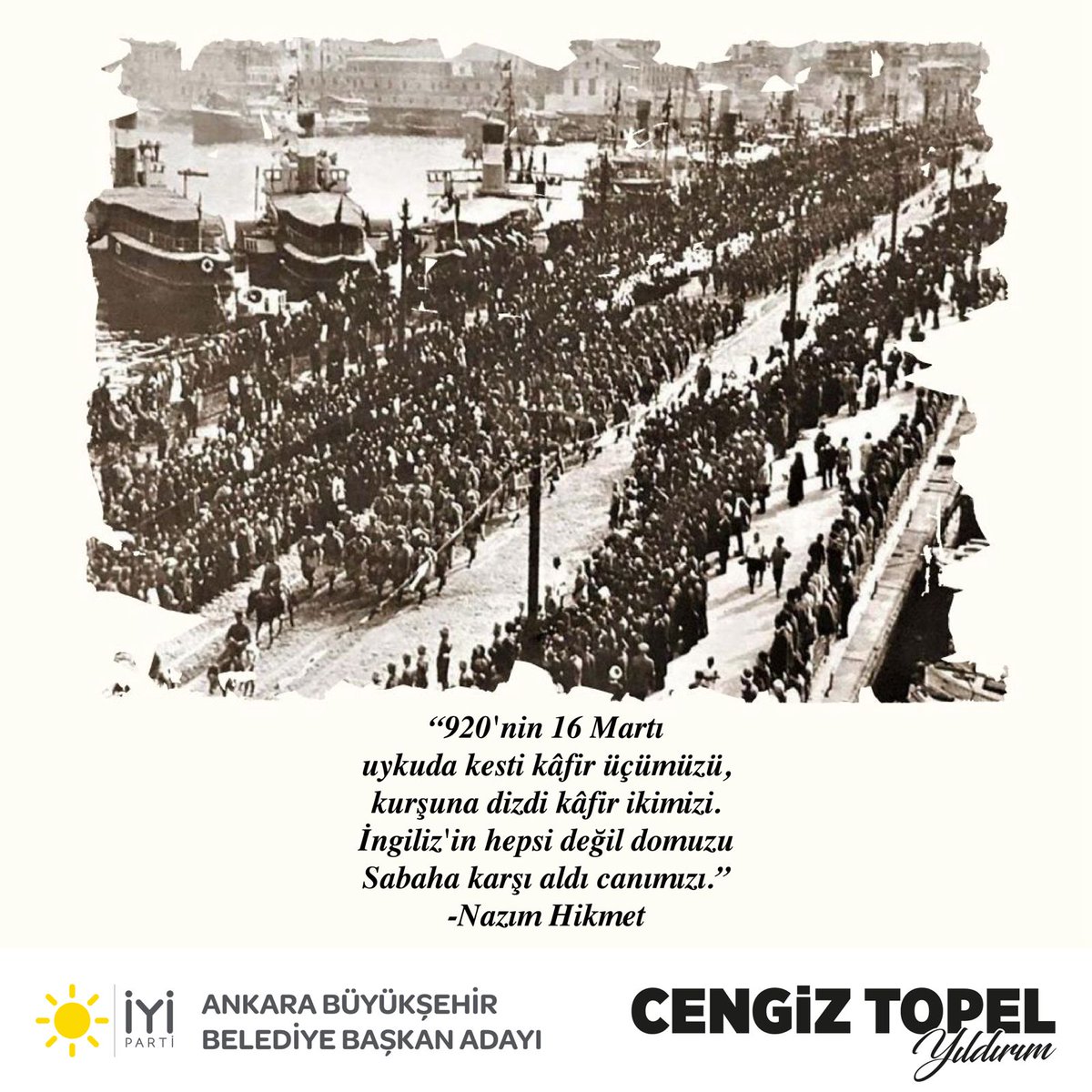 İstanbul’un 16 Mart 1920’de fiilen işgal edildiği sırada Ankara’ya bir telgraf çekildi. İngilizler, Şehzadebaşı Karakolu’nu ve yatakhanesini basmış, 6 askerimizi uykudayken şehit etmişti. O kara günler, Ankara hükümetine bağlı ordunun 6 Ekim 1922’de İstanbul’u ikinci fethiyle son