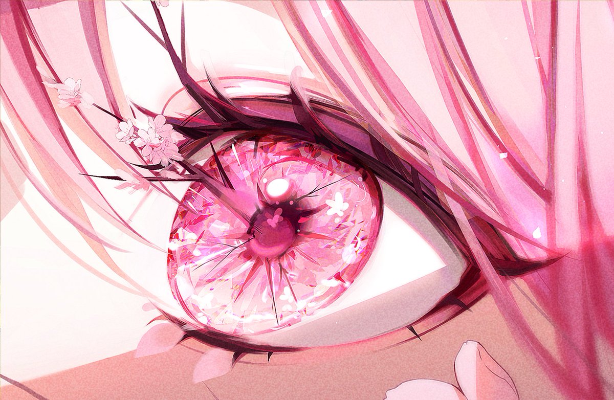 1girl solo looking at viewer hair between eyes pink hair flower pink eyes  illustration images
