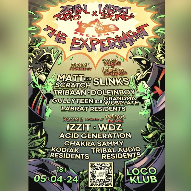 Tribal Audio UK x Labrat Sounds presents: The Experiment 💥 3 major sound systems, visuals, projections and lots of noise Labrat will be making their Bristol debut joining forces with Tribal Audio and Bristol legends Kodiak Audio Tickets - hdfst.uk/e102256