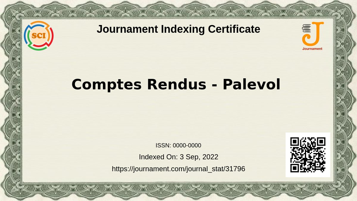 Comptes Rendus - Palevol with ISSN: null received 24 clicks, ranked 1.48/100. Check top 10 papers at journament.com/journal_stat/3…