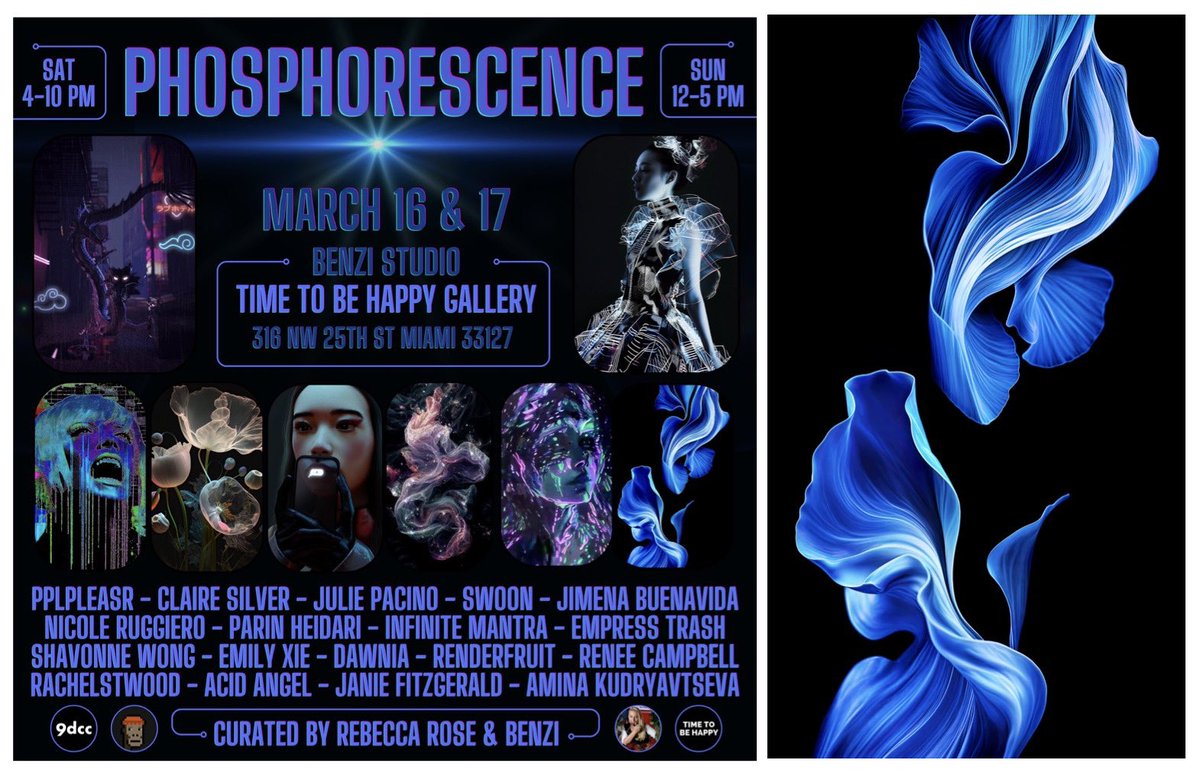Exhibition opens today! What an amazing line up of artists to exhibiting with! 
If you’re in Miami, go check it out. 

Thank you <a href="/rebeccarosenft/">Rebecca Rose</a> &amp; @benzistudio for this special opportunity at the Time to Be Happy Gallery!

Special thanks to the gallery’s patron <a href="/gmoneyNFT/">gmoney</a> and