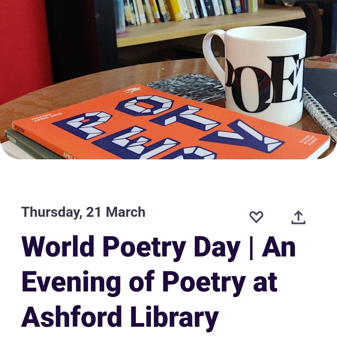 For #WorldPoetryDay this coming Thursday I'll be performing new eco poetry from the freshly published Flora/Fauna anthology at Ashford Library with multi-award winning Maggie Harris, Christopher Horton and Rosie Johnston. 21 March 6.30-8pm. Do join us! eventbrite.co.uk/e/world-poetry…