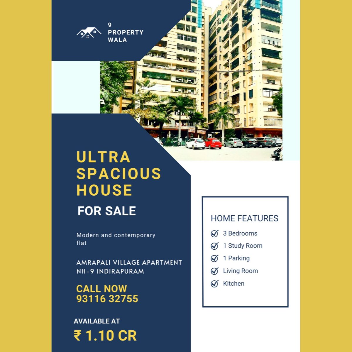 Unlock the door to your dream life at Amrapali Village Apartment - Call now! +91-93116 32755 #3Bhk #flat #Indirapuram #home #amrapalivillageapartment #ncr #realestate #realtor #9propertywala #realestateagent #property #investment #househunting #dreamhome #luxury