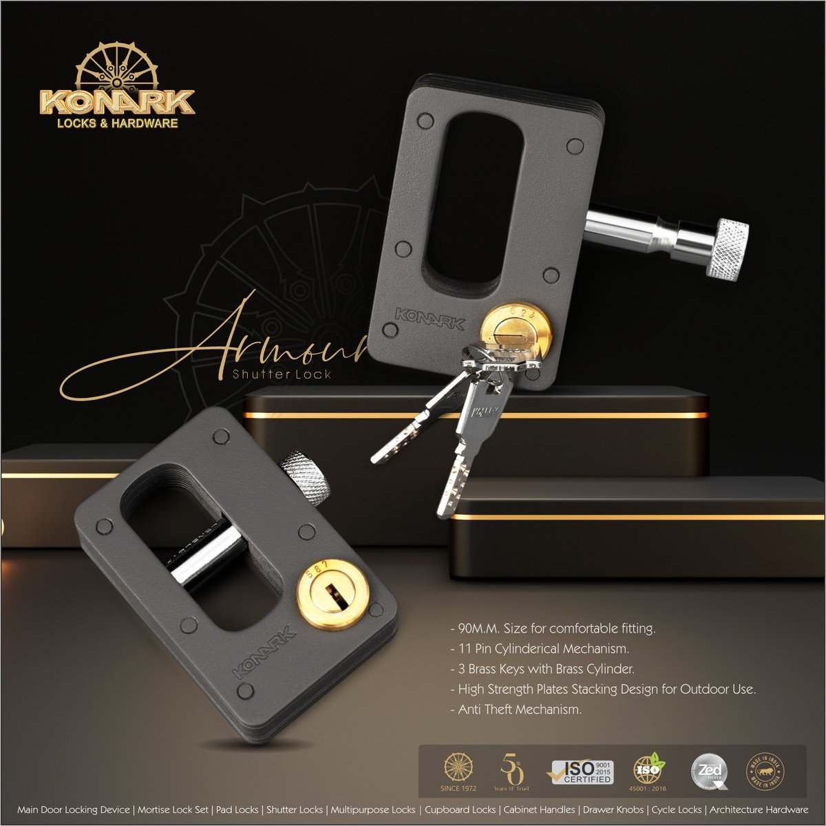 HardwareSamachr's tweet image. Introducing Konark Armour Smart Shutter / Main Door Lock 🔒🌟

Secure your home with Konark Armour Smart Shutter / Main Door Lock, where modern innovation meets timeless elegance. 🚪💫

Get in touch with us:
📞 +91 9354983351
#Konark #SmartShutterLocks #ShutterLock #MainDoorLock