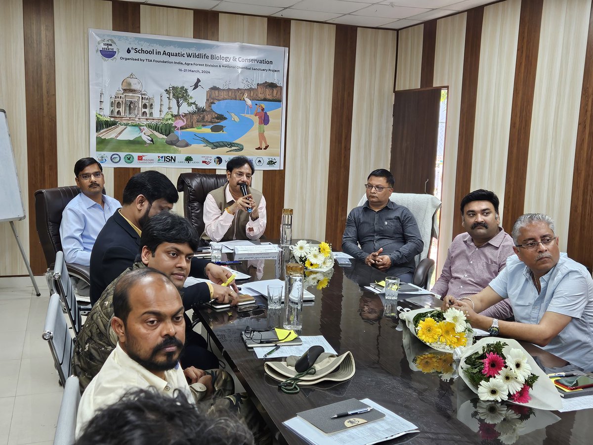 Agra Forest Division and TSA Foundation India started 6th School in Aquatic Wildlife Biology and Conservation with a keynote speech of Shri Sanjay Srivastava, PCCF Wildlife, UP. 21 participants from 10 states and Nepal attending this one week field course.(1/2)
