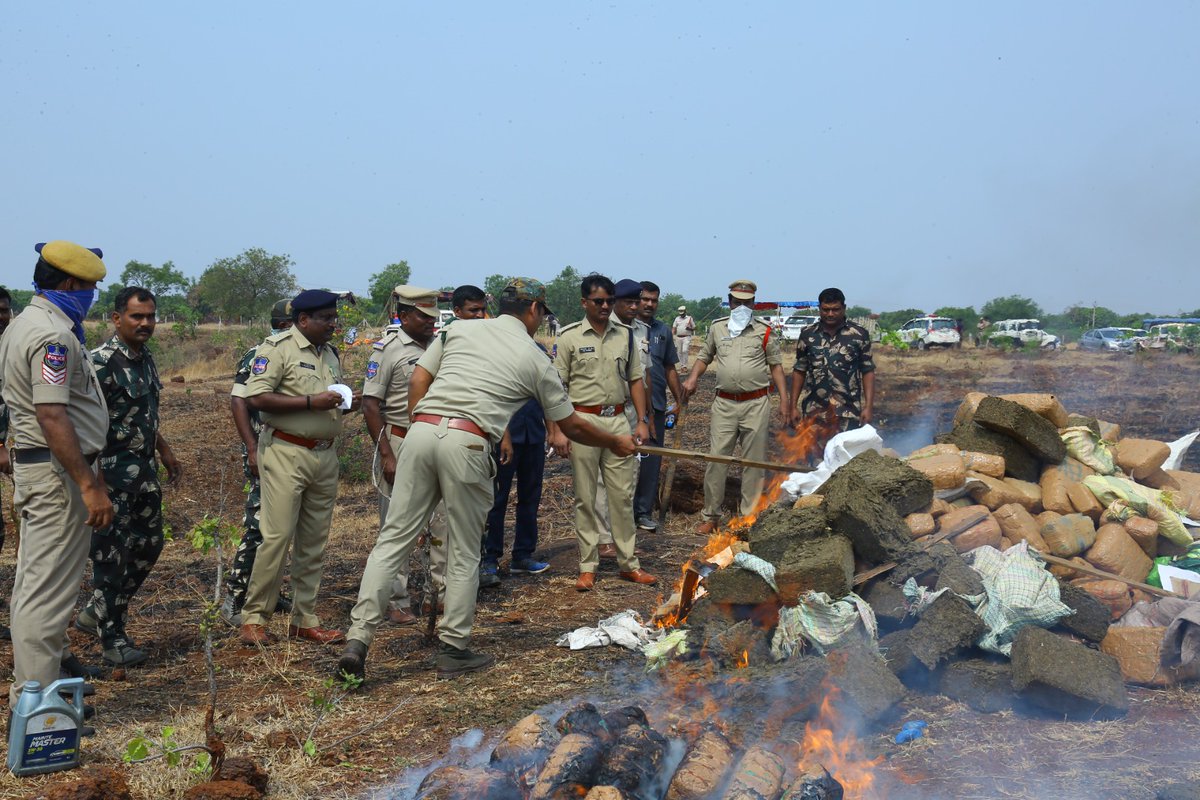 District Drug Disposal Committee disposes of seized ganja today, reinforcing our commitment to combat drug abuse and ensure community safety. Together, we're making strides towards a healthier future. @TS_NAB @TelanganaDGP