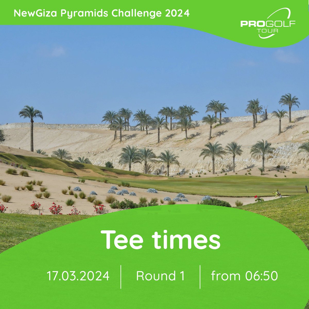 We are ready for tournament number 6 this season. 
The NewGiza Pyramids Challenge 2024 starts tomorrow at the stunning NewGiza Golf Club. 
Click here for the tee times: tinyurl.com/2kfkzbvh