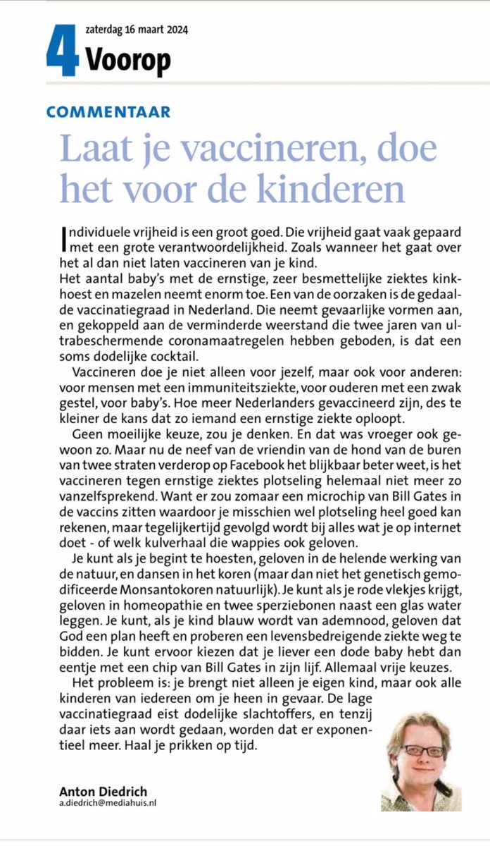 Vaccineren: waarom? ⁦@leidschdagblad⁩ van vandaag #vaccineren