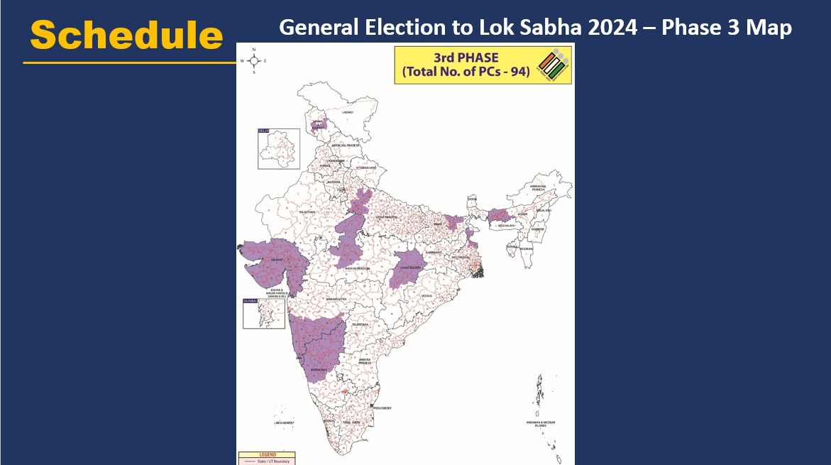 Schedule for General Elections to Lok Sabha 2024 Phase 3 #GeneralElections2024 #MCC