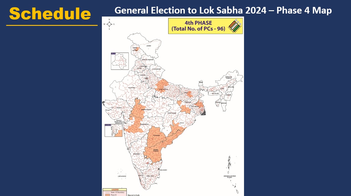 ECISVEEP's tweet photo. Schedule for General Elections to Lok Sabha 2024 

Phase 4

#GeneralElections2024 #MCC https://t.co/j5MFatEvDs