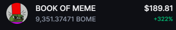 wookens's tweet photo. I know my profits aren't massive like every other crypto influencer but throwing $20 into meme coins here and there has been fun. $BOMO next? https://t.co/clrPJGUkVn