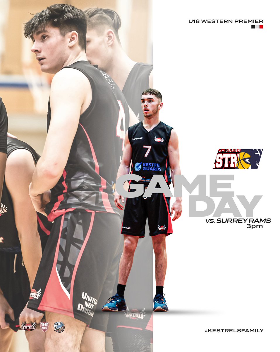 U18 Men host Surrey Rams this afternoon in Western Premier action. Please note the game is not at the SSC, it will be played at Places Leisure Eastleigh 📍 #KestrelsFamily #GameDay