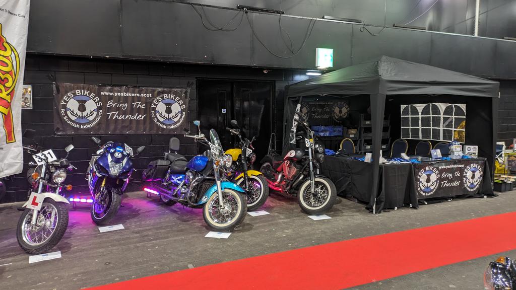 All set up for the Scottish motorcycle show at ingliston. Come see us and grab some free yesbikers swag in the lowland hall