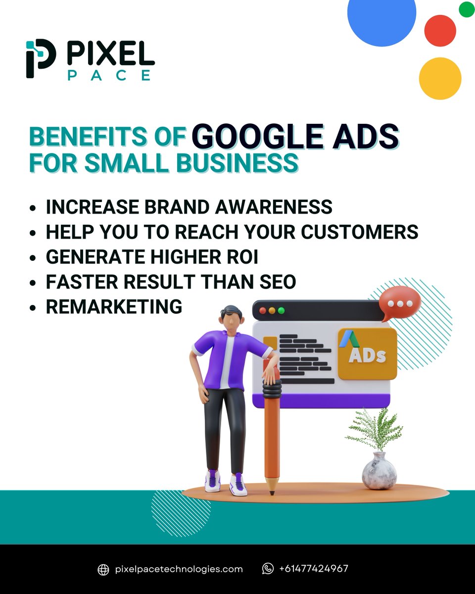 Are you a small business owner looking to make a big impact? Say hello to Google Ads - your ultimate tool for skyrocketing your business growth! . Visit Us: pixelpacetechnologies.com or contact us at +61 477 424 967 . #GoogleAds #GoogleAdWords #GoogleAdsTips #Pixelpacetechnologies