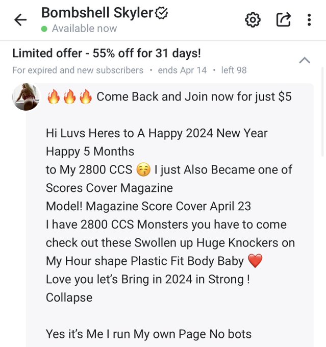 Hi Guys Ever Wanted to join My https://t.co/vlinXwyl5t Now u can for only $7 Join Now 98 Subscriptions