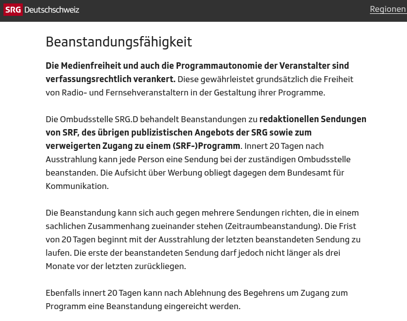 Wer auch genug von der einseitigen und manipulativen 'Berichterstattung' bei @SRF @SRGSSR hat, kann hier bei der Ombudsstelle SRG.D Beschwerde einreichen. Natürlich aber konkret, sachlich und begründet.
➡srgd.ch/de/uber-uns/om…