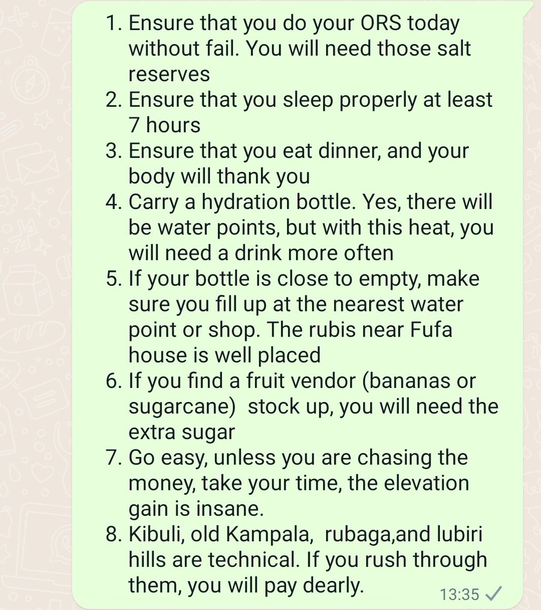 @rkabushenga @niyimic @MosesRutahigwa @KawanguziShakur I have just done the 7 hills in this heat. Below are a few tips and byoa bikole but Ensure that you are off the road by 10am.