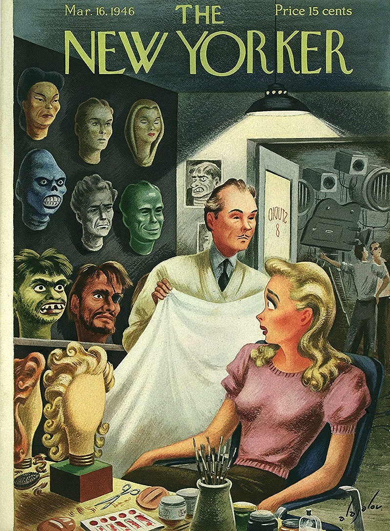 #OTD in 1946
(special effects)
Cover of The New Yorker, March 16, 1946
#TheNewYorkerCover #ConstantinAlajálov #specialeffectsmakeup #makeup #movieactress #filmstudio