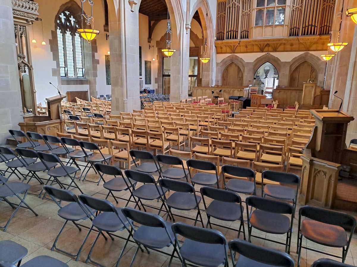 All ready for this evening's performance of the Bach St Matthew Passion. We're #BachtoFront. Church has turned on its axis for double choir and orchestra. #LiverpoolBachCollective