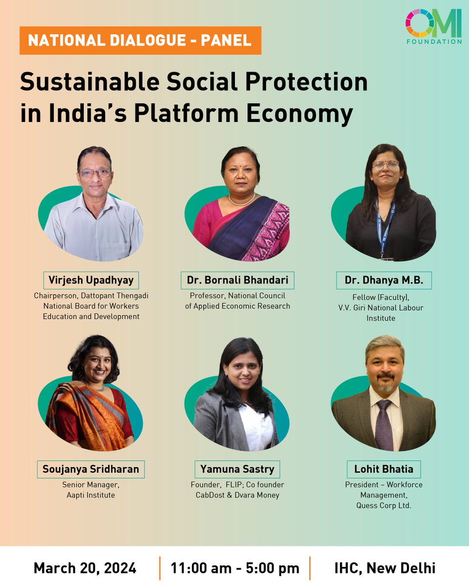 🔥Witness an electrifying panel discussion on Sustainable Social Protection in India’s Platform Economy with eminent experts.
🗓 Mar 20 
⏰11 AM-5 PM
📍India Habitat Centre
Don't miss out! 
Register Now-t.ly/sox1c
#FutureofWork  #SocialProtection #PlatformEconomy