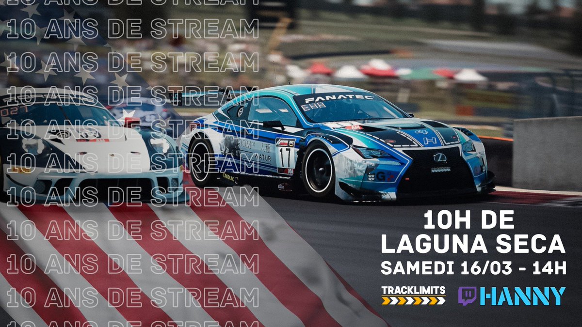 Aujourd'hui a 13H30 lancement du live anniversaire de mes 10 ans de stream pour les 10H du Laguna Seca

J'ai préparé une vidéo bestof des meilleurs moments de ces 10 dernières années qui fera office d'intro durant 25 minutes, y a de quoi bien rire 🤣

Lancement 13H30
❤️❤️
#beacc