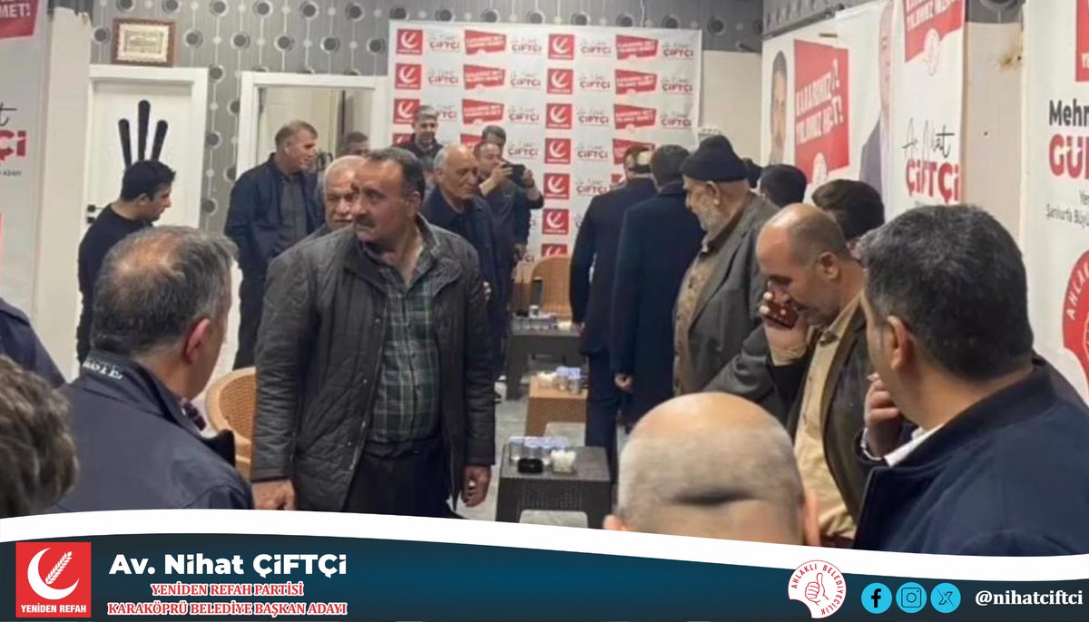 Şenevler Mahallesi’nde, Karaköprü Belediye Meclis Üyesi adayımız Murat Cevheri’nin seçmen irtibat bürosunda vatandaşlarımız ile bir araya geldik. 

Vatandaşlarımızın bizlere ilettiği tüm talepler Yeniden Refah ile çözüme kavuşacak.
^#şanlıurfa #karaköprü <a href="/rprefahpartisi/">Yeniden Refah Partisi</a>