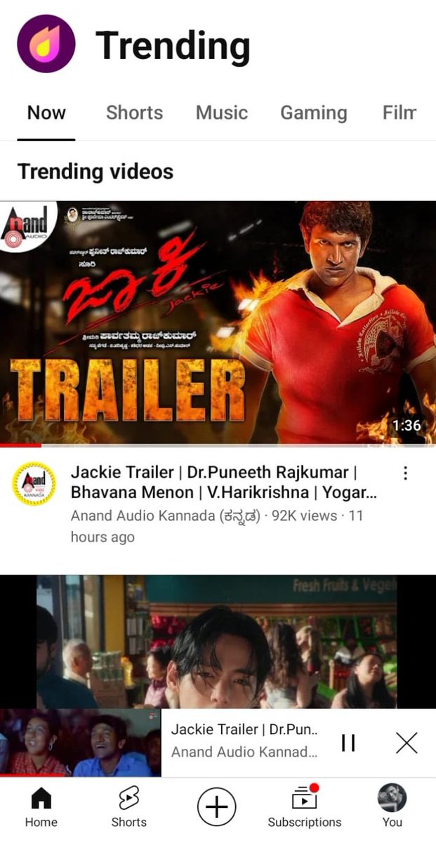 PFCOfficial_'s tweet photo. No.1 Trending In Youtube ✅️
No.1 Trending In Bookmyshow 
Entered india trends in twitter ✅️

Believe me all this for a re-release movie 😅🔥

#JackieReRelease #DrPuneethRajkumar https://t.co/IxztIDqLxN