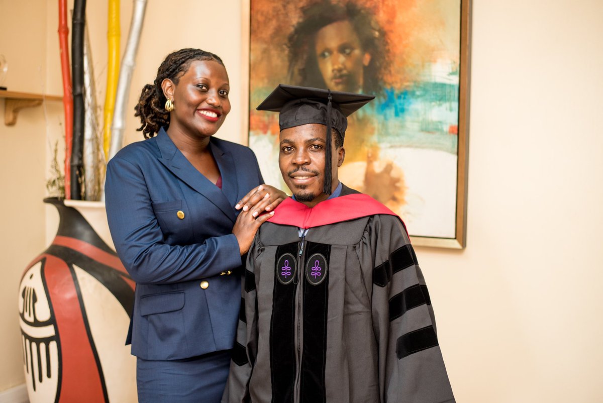 FERDINANDIUS's tweet photo. What a Beauriful Day: today as I celebrate 4 years having been admitted to @Harvard_Law , great news coming in show that my great friend @Cha5rlyA has also been admitted to HLS for the 2025 LLM Class. I couldn’t be happier than this that one of my own gets to experience this. These are answered prayers and memories to cherish.

When I had just received my graduation gown at office, Charlotte had requested that we take a photo jokingly saying she could also get a blessing to join Harvard and as of today, the dream has come to pass. 

Having known Charlotte for the last 10 years at @MakerereLaw, were in the same class, had the same discussion group, joined @makpilac together, were grouped together, argued our first moot together as Amicus Curiae before the Supreme Court, we were both voted the “Best Oralist” in the 3rd CLE Moot 2017, only joined different campuses at LDC but as destiny would have it, Charlotte joined me at @KAAdvocates at the end of 2021, we were both promoted together as senior associates and now, behold, she is admitted to @Harvard for her LLM  like I did 4 years ago.
I can’t ask for more and I will forever cherish and celebrate the milestones we have registered together.

So let me order for some Scotch Whisky, in case u find me calling a dog “embwa” as “enga”, please understand me. 

Congratulations Charlola.