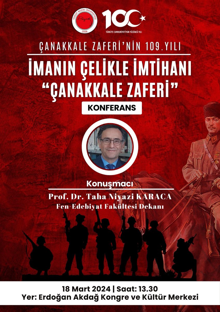 Türk'ün kahramanlık abidesi olan Çanakkale Zaferi'nin Türk tarihi açısından ne anlama geldiğini ve Çanakkale ruhunu anlatacağım. Halka açık etkinliğe vakti müsait olanları beklerim.