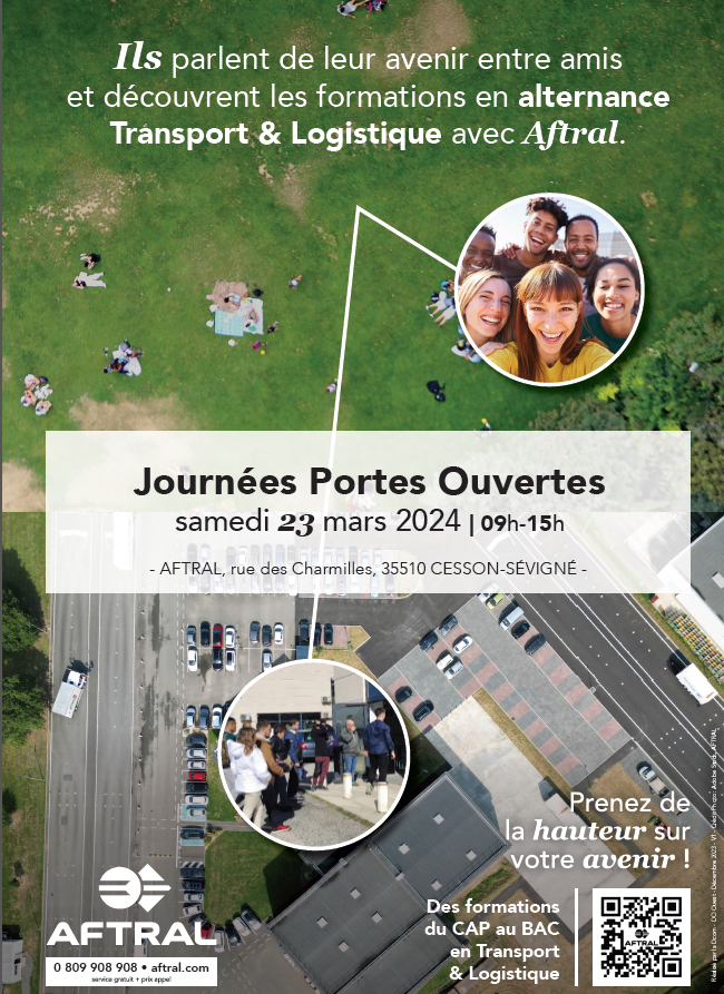 Journée Portes Ouvertes à l'AFTRAL de Cesson-Sévigné le samedi 23 mars de 9h à 15h
AFTRAL, 10 rue des Charmilles, 35510 Cesson-Sévigné
Ouvert à tous sans inscription : petits et grands sont les bienvenus !