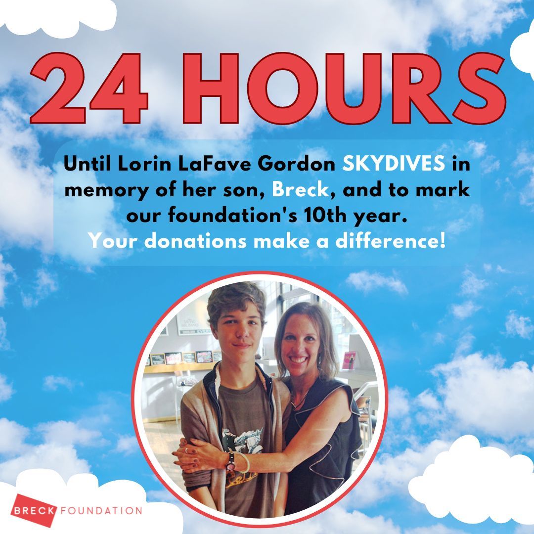 BreckFound's tweet photo. The countdown is on โฐ with just 24 hours until Lorin LaFave Gordon's skydive in memory of Breck, we're gearing up for an inspiring tribute. Join us tomorrow as we unite for a safer online world. โค๏ธ
Donate here: https://t.co/DfcNZwRlZj
#Breck25 #SkydiveForSafety #BreckFoundation https://t.co/VJvFF584pP