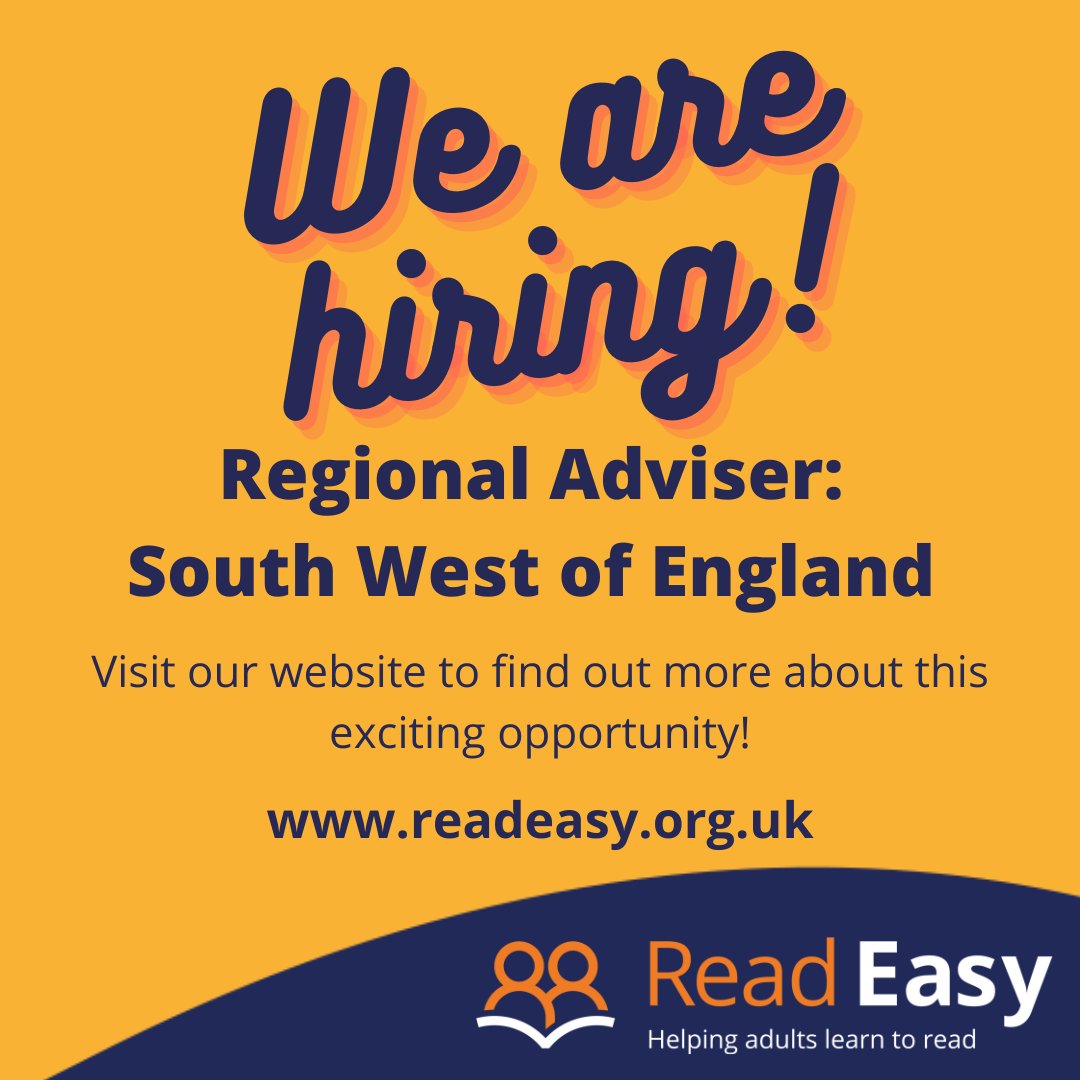 We are currently recruiting a Regional Adviser who will support our volunteers in the South West of England. Follow the link to our website to read the full job description and apply 🔗 readeasy.org.uk/about-us/work-… ⭐#charityjob #charityrecruitment