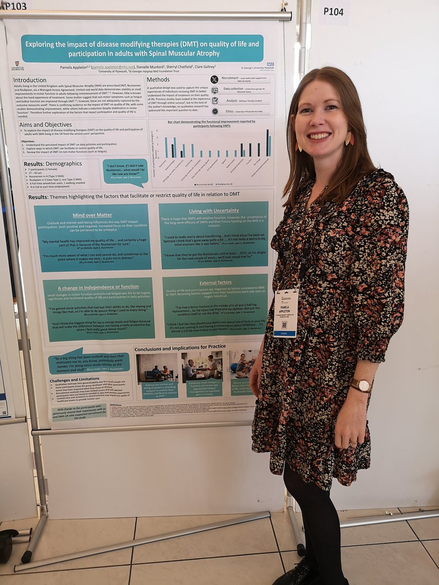PamAppletonNMC's tweet image. We had a great time @SMAEurope  Proud to share my MSc research highlighting the impact of DMT on quality of life of adults with SMA - pleased to find like minded HCP from across the globe! With thanks to @SMA_UK_ and @MunfordDanielle
