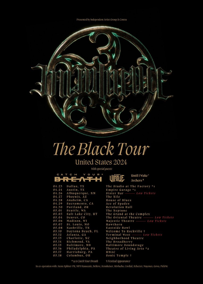 imminenceswe's tweet image. Hear the sounds of 𝑻𝒉𝒆 𝑩𝒍𝒂𝒄𝒌 and pre order the new album. 
Witness 𝑻𝒉𝒆 𝑩𝒍𝒂𝒄𝒌 𝑻𝒐𝒖𝒓 devouring the United States &amp;amp; Europe. Possess your tickets now.
imminence.bfan.link/theblacksingle
From Sweden with love
