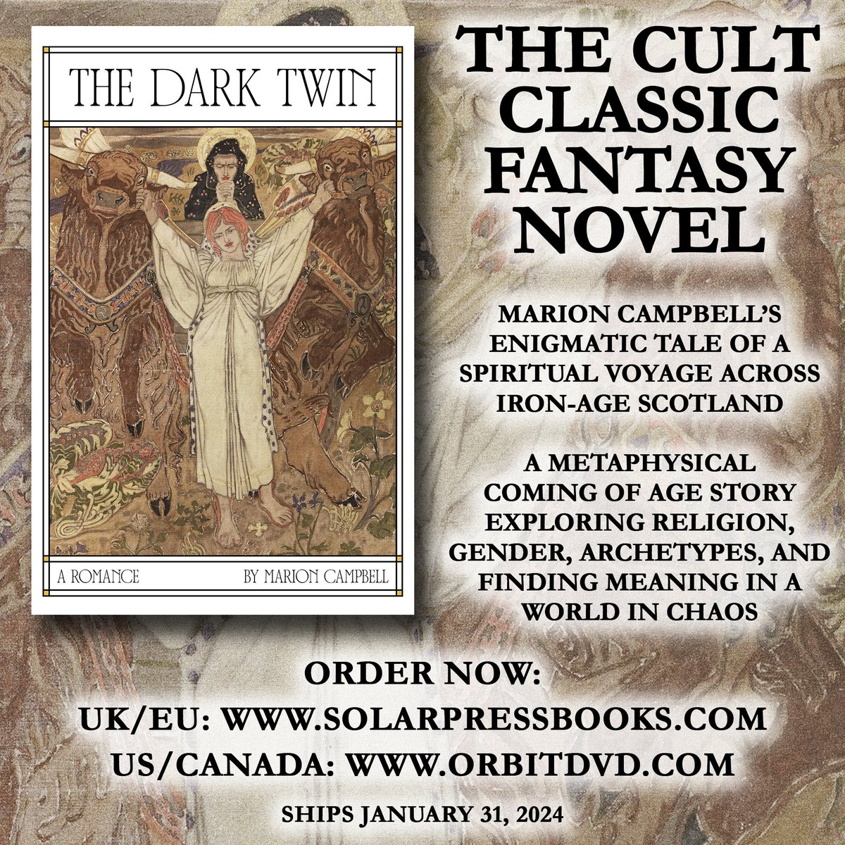 SolarPressBooks's tweet image. A metaphysical coming of age tale set against the backdrop of religious conflict, The Dark Twin is part Dune, part Herman Hesse, part speculative historical fiction.

Get a copy of this 1973 fantasy cult classic at...
solarpressbooks.com/products/the-d… (UK/EU)
orbitdvd.com/collections/so… (USA)