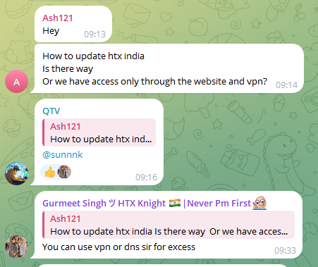 NoCryptFish's tweet photo. Moderators of the HTX telegram channel just straight giving advice on how to circumvent india's ban of HTX. https://t.co/6cbsoSS6eb