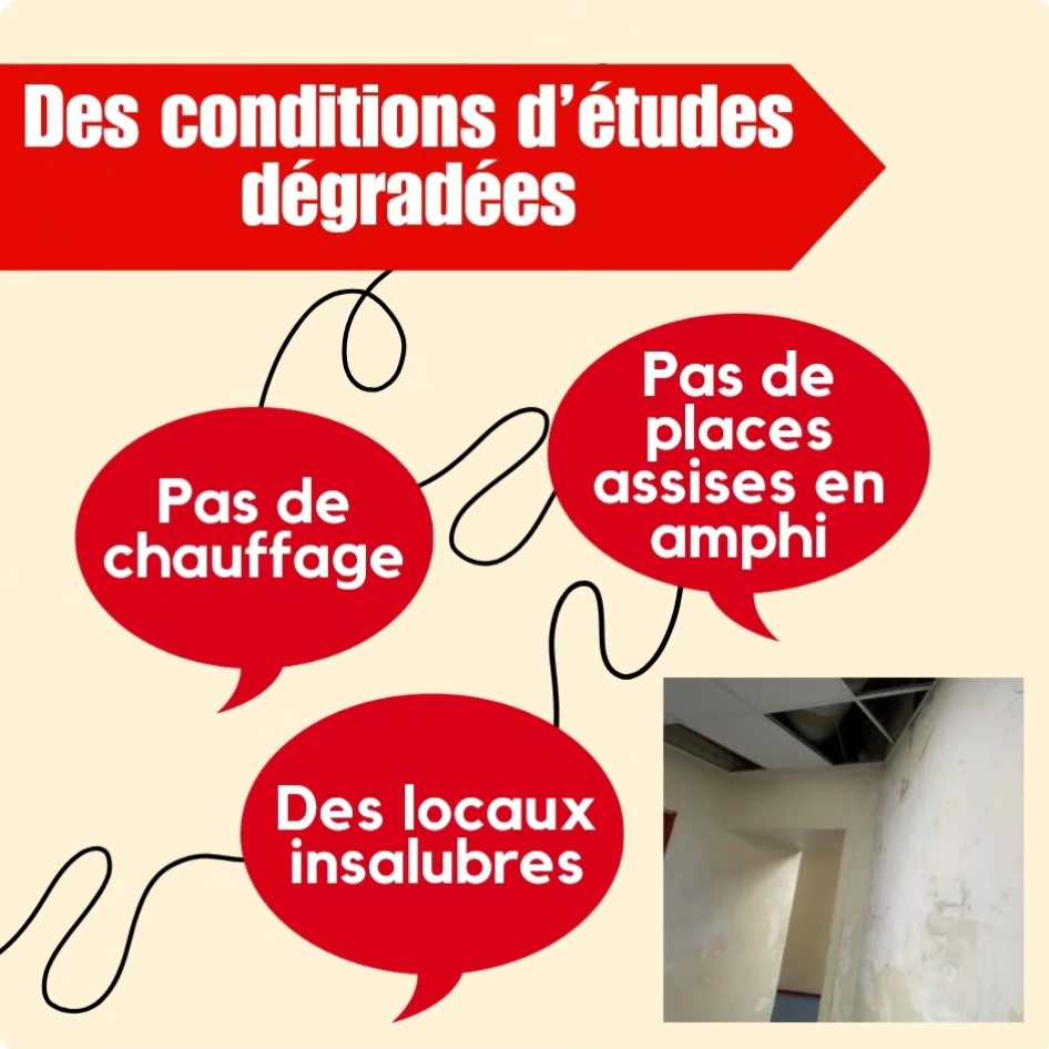 🔴 Étudier est un droit pas un privilège ! Pour lutter contre la destruction de nos facs, mobilisons-nous le 19/03 !

➡️ Assemblée générale à 12h30 sur le campus Pont de Bois, puis manifestation à 14h30 Porte de Paris !