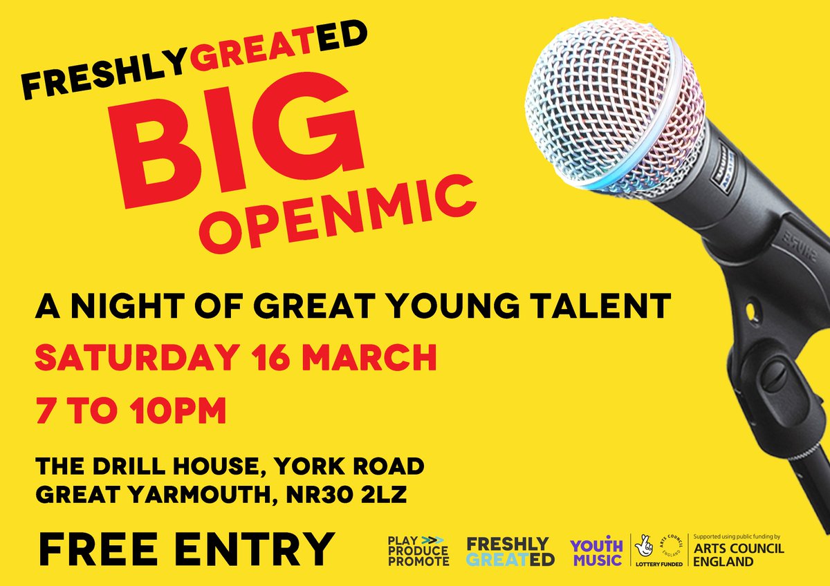 Tonight! Hope to see you there and enjoy a FREE night of great music from our young acts! @YouthMusic @NMHub @Access_Creative @YN_AF @GYCA_charter @CaisterAcademy @EastNorfolk @LynnGroveAc
